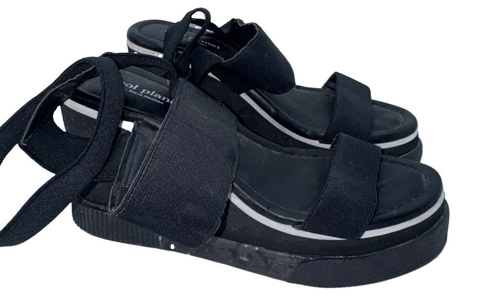 Steve Madden Cool Planet Size 7.5 M SIRRIUS Black Sandals New Women's Shoes